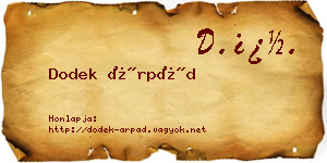 Dodek Árpád névjegykártya